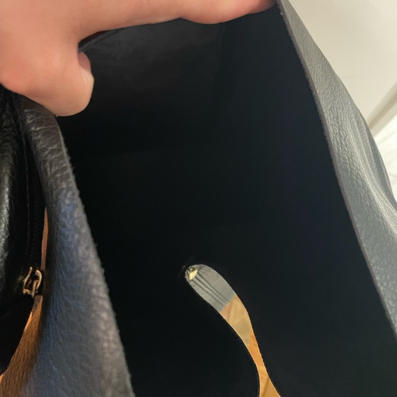 Anthropologie Black Leather Knot-Top Shoulder Bag - Picture 5 of 8